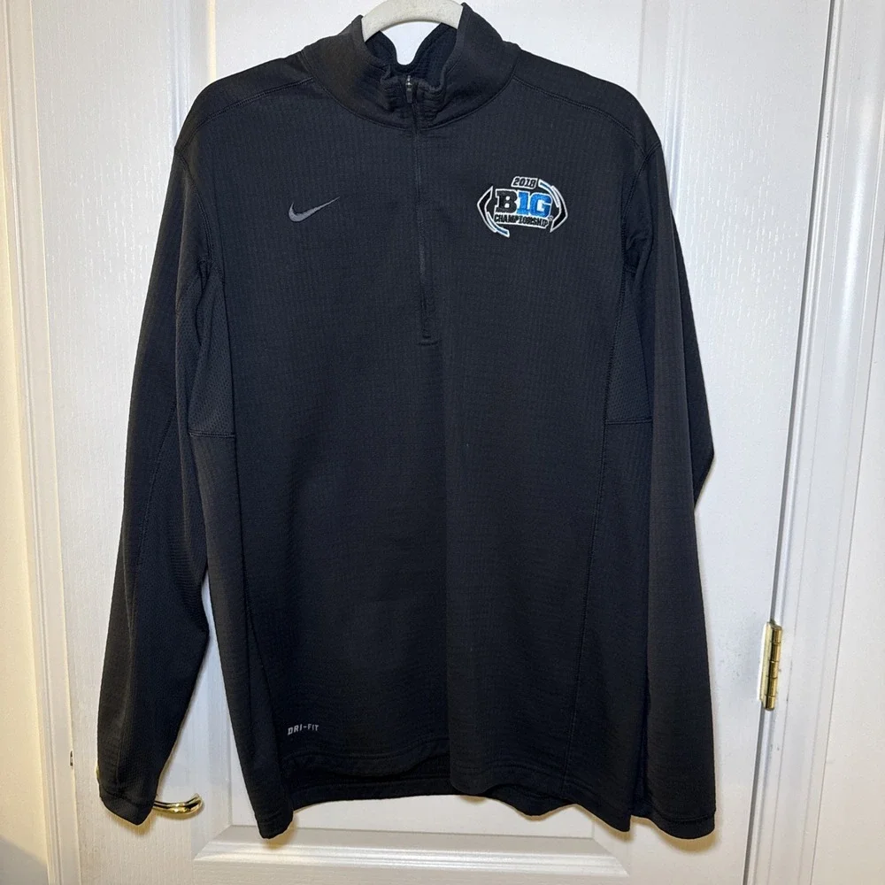 Nike Dri-FIT 2018 Big Ten Championship 1/2 Zip Pullover L Black Sideline Fleece